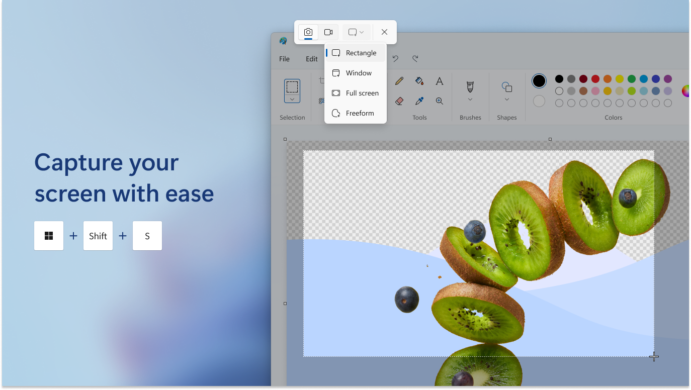 Full preview of the Snipping Tool capture interface